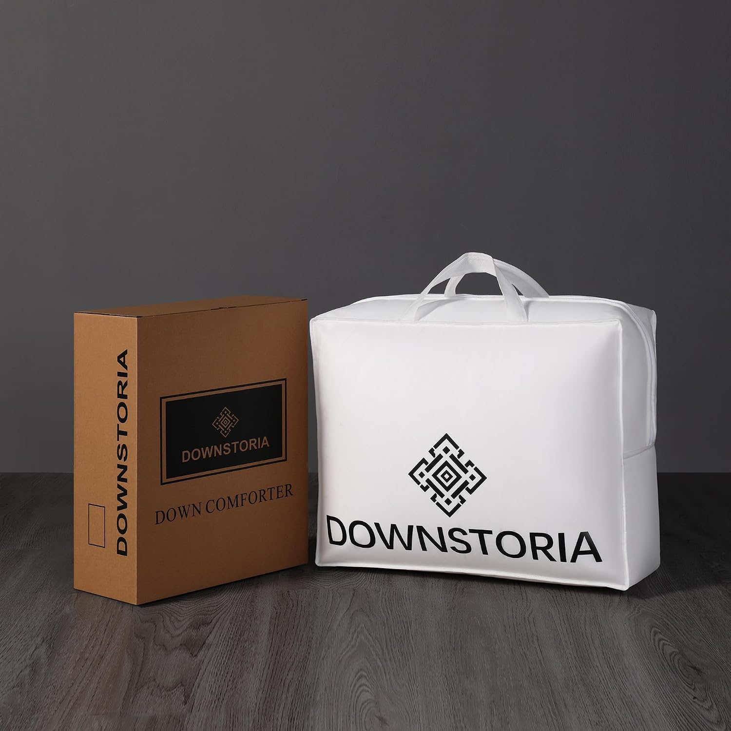 DOWNSTORIA Feather Down Comforter Queen Size Duvet Insert, Light Weight True Baffle-Box Noiseless Bedding Comforters, Soft Hotel Collection Bed Comforter, Medium Warmth - White, 90 X 90 in.