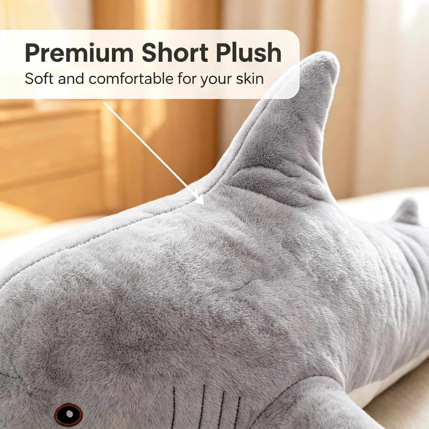 Grey 39.3-inch Shark Stuffed Animal Plush Soft Toy for Kids Gift image 3