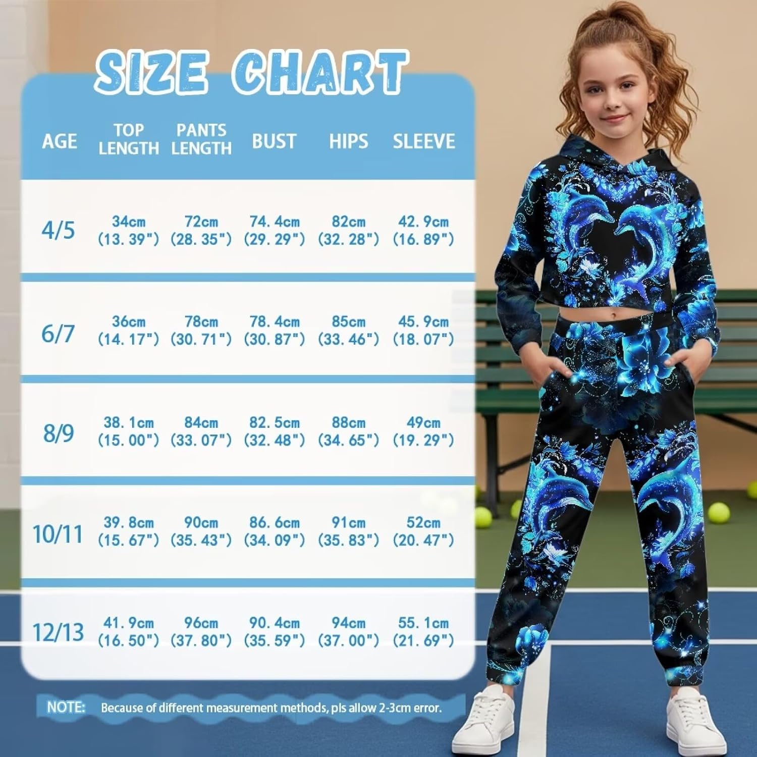 Renewold Kids Teens Crop Hoodie Sweatshirt Jogger Sweatpants 2 Piece Outfit Sweatsuits Set Girls Tracksuits Long Sleeve