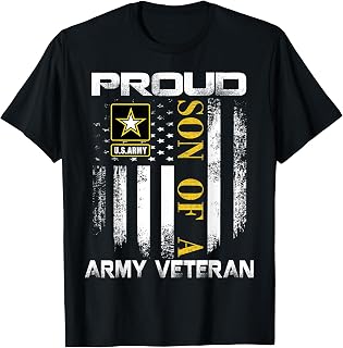 Vintage Proud Son Of A Army Veteran With American Flag Women Kids Men T-Shirt