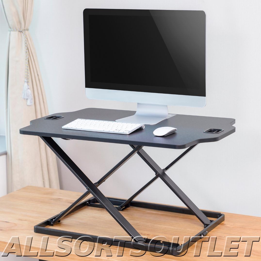 Allsortsoutlet Height Adjustable Desk (for Sitting or Standing) Black 32" Wide Surface
