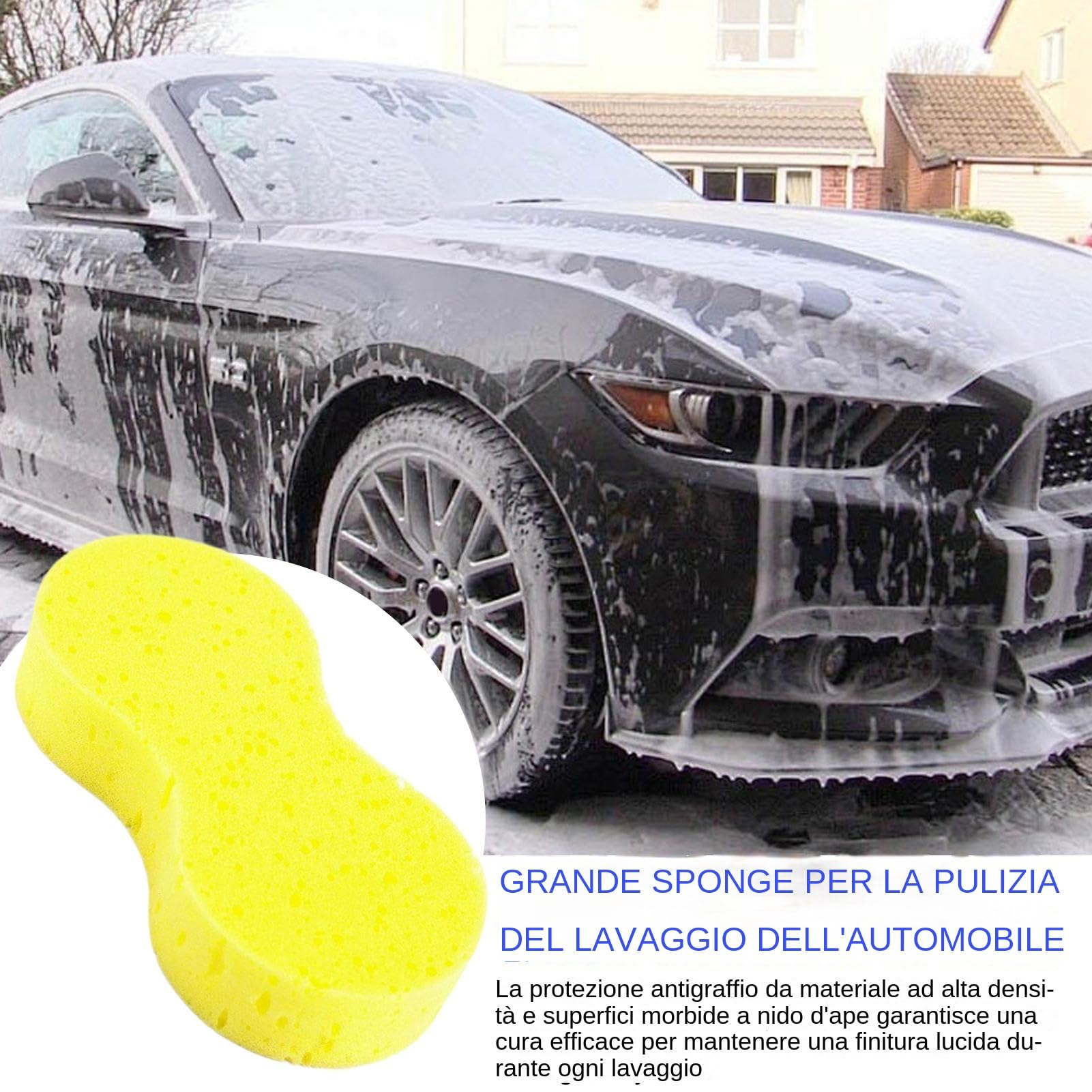 Spugna Per Lavaggio Auto Grande - Struttura A Nido D'ape, Antigraffio, Per Interni Ed Esterni Auto, Camion E Casa