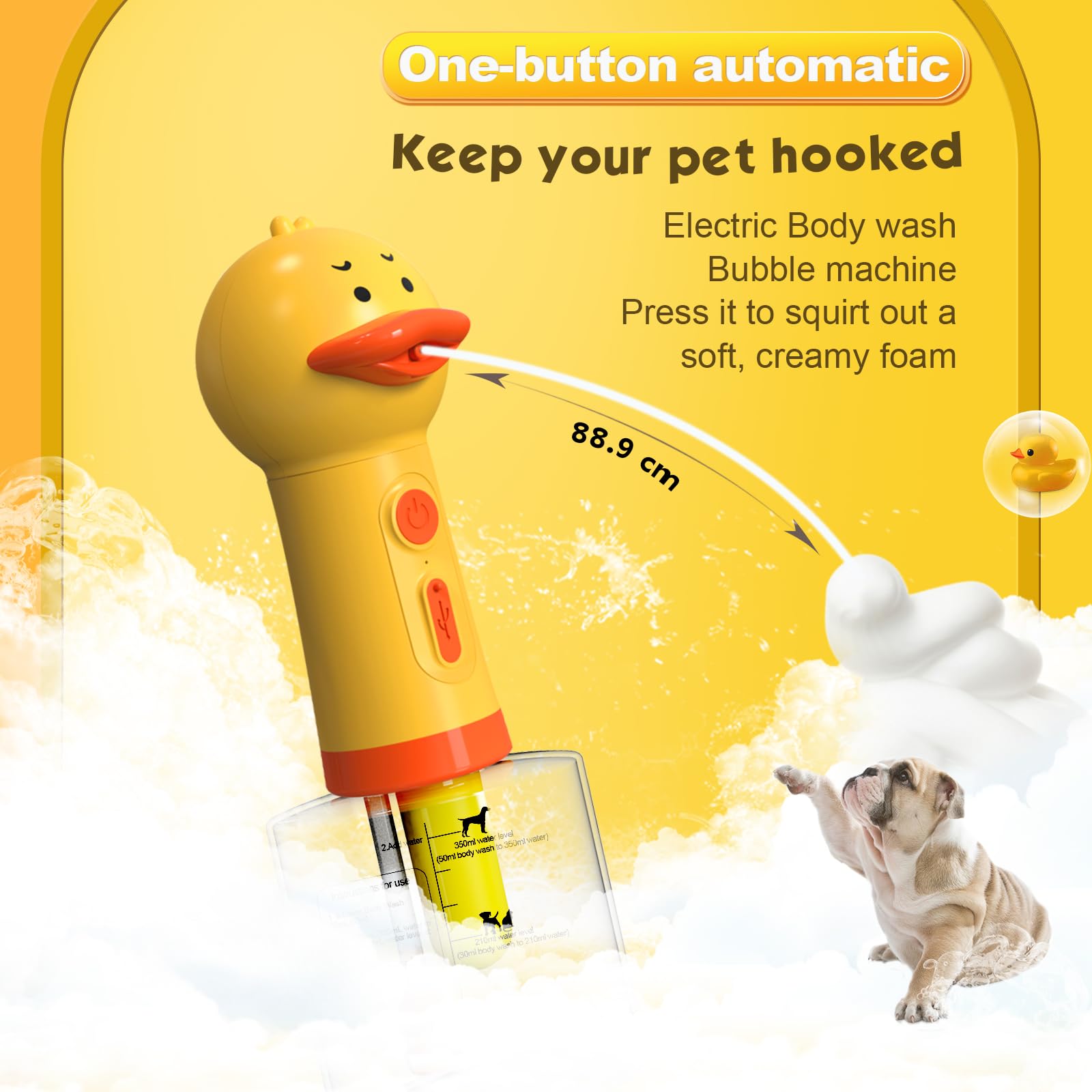 Machine à mousse pour chien pour faciliter le bain et le toilettage des animaux de compagnie