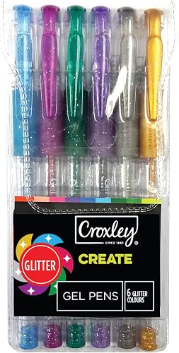 Croxley PEN9230 Create Glitter Gel Pens, Multicolor x6