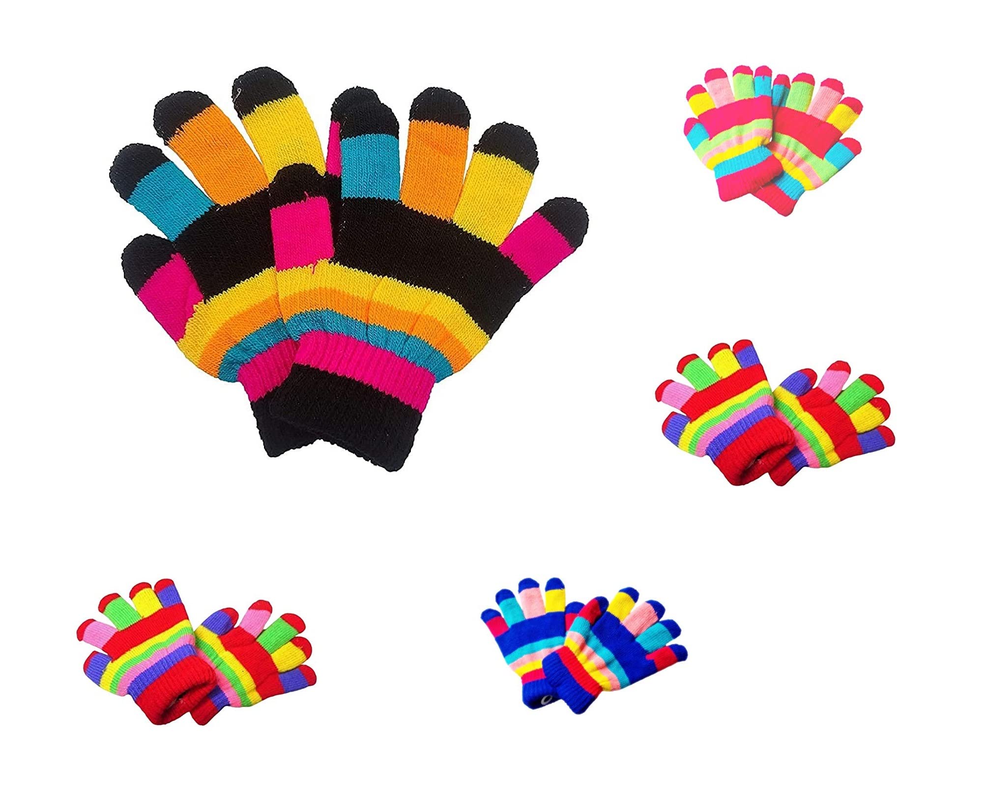 MJ Ragav Multicolored Soft Woolen Warm Winter Gloves For Age-3-6 Years (1 Pairs (Color May Vary)