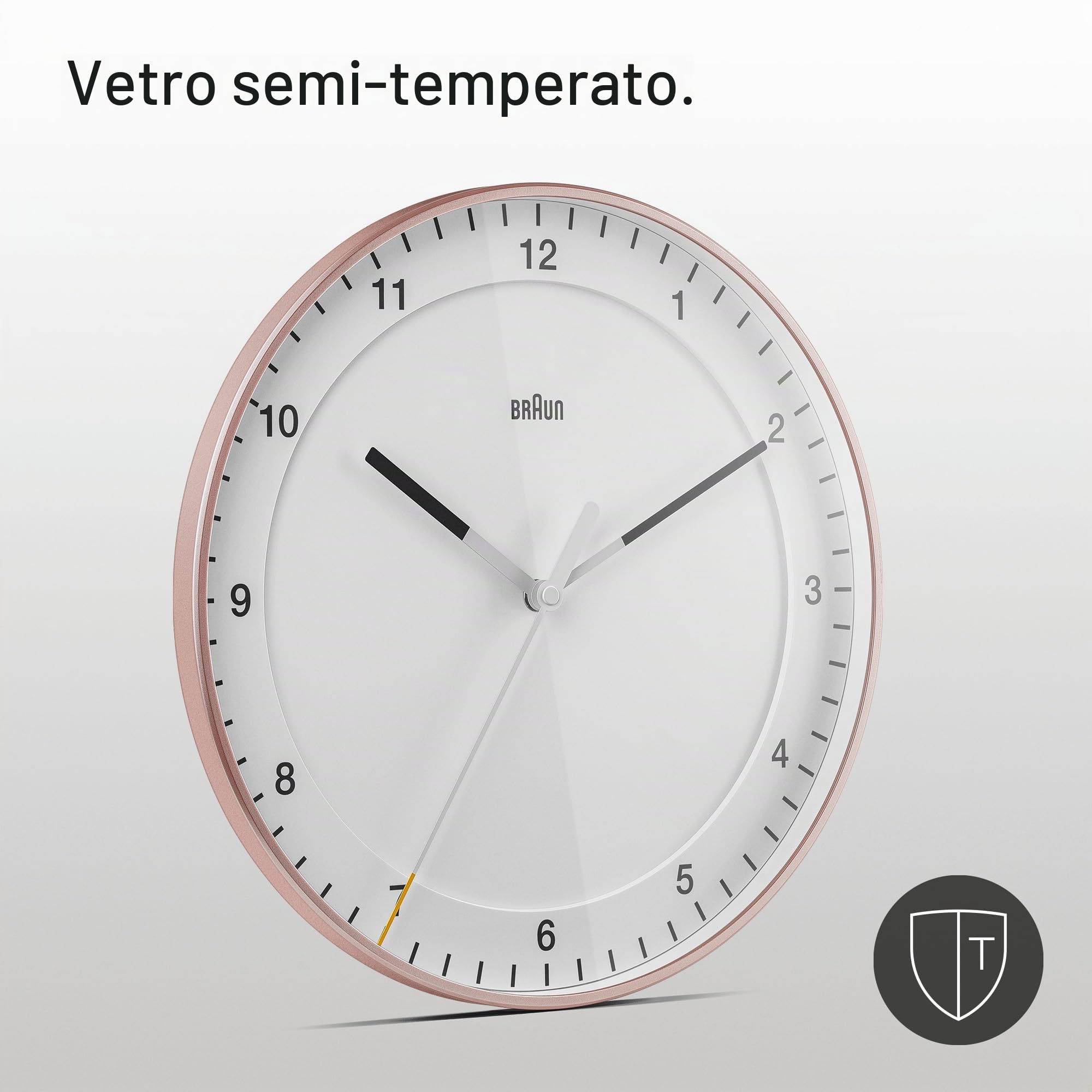 Braun Orologio da parete analogico classico grande con movimento silenzioso, facile da leggere, diametro 30 cm in rosa e bianco, modello BC17PW.