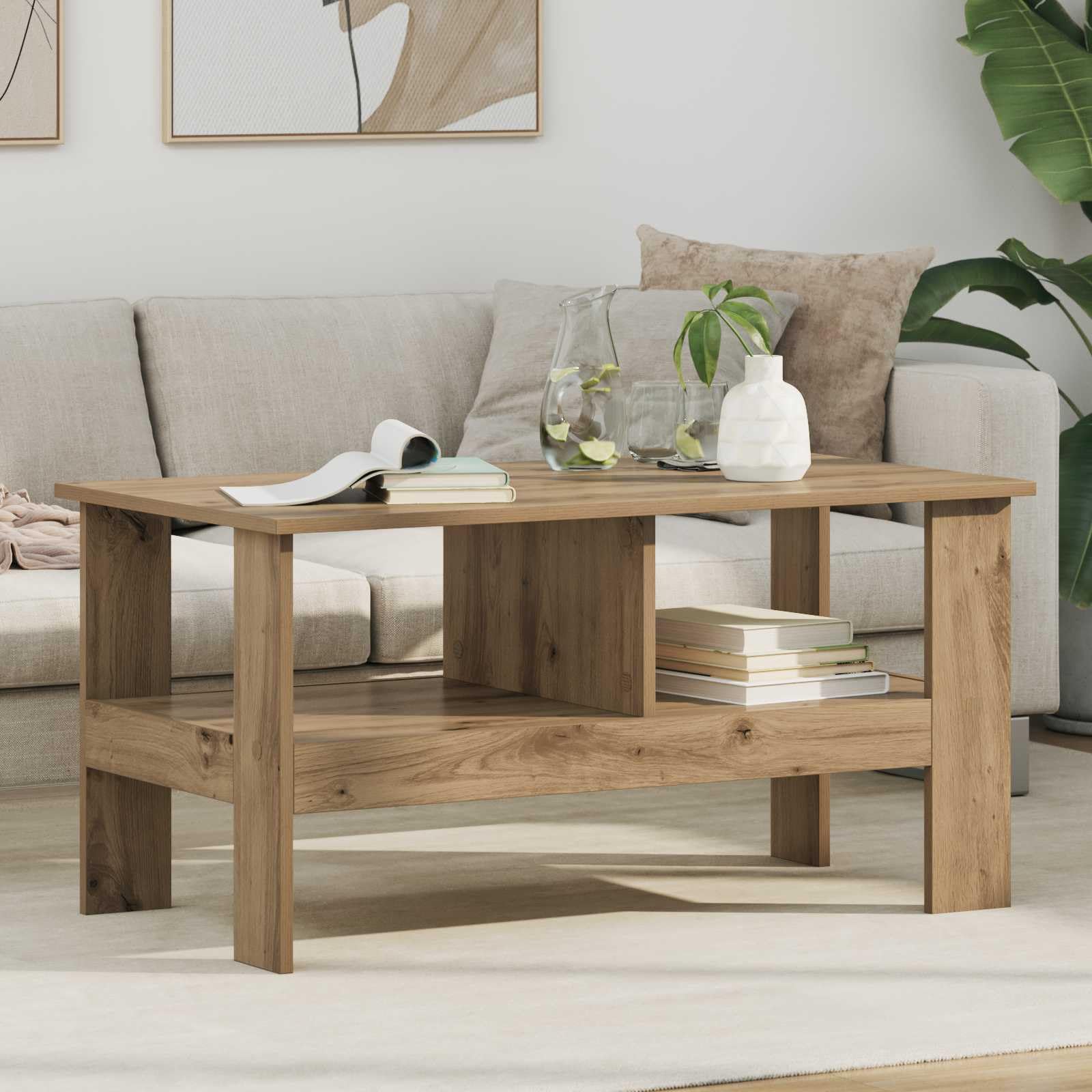 vidaXL Mesa de Café Roble Artisan 90 x 50 x 45 cm Madera de ingeniería