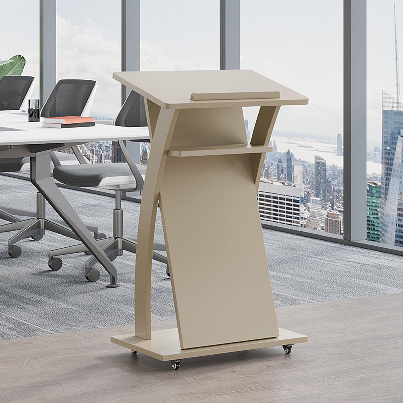 DUANHOZ Mobile Lectern Podium Stand with Wheels for Church Events and Conferences