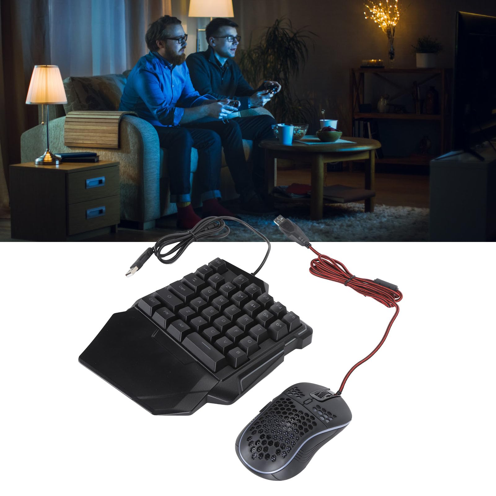 Luocute Keyboard i Myszy Adapter, Klawiatura i Konwerter Myszy z wtyczką Adaptera USB i Odtwarzaj grę Wideo kompatybilną z Wieloma Platformami
