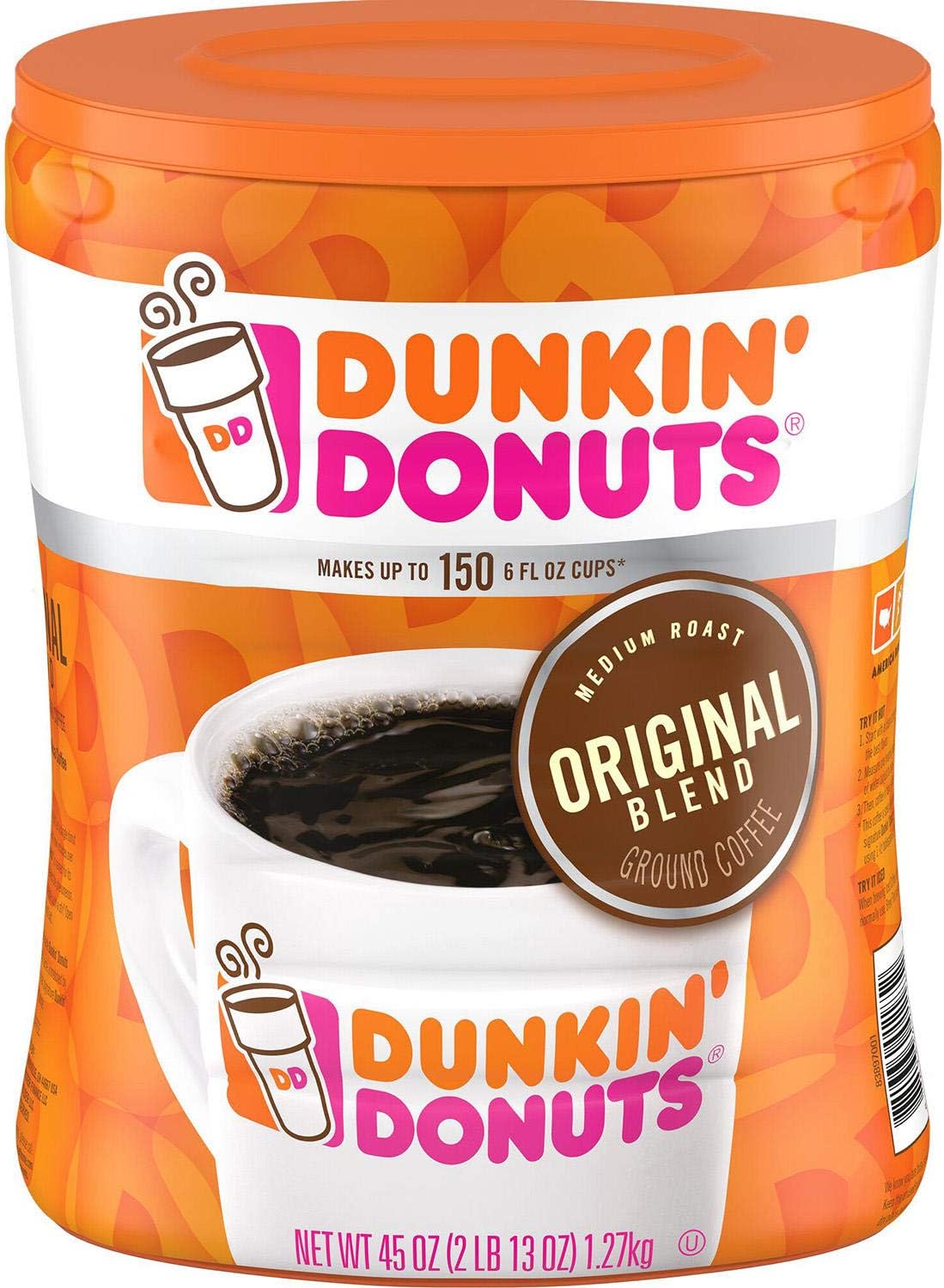 Dunkin' DonutsOriginal Ground Coffee, 45 oz - Makes up to 150 6 fl oz cups, 2 Pack