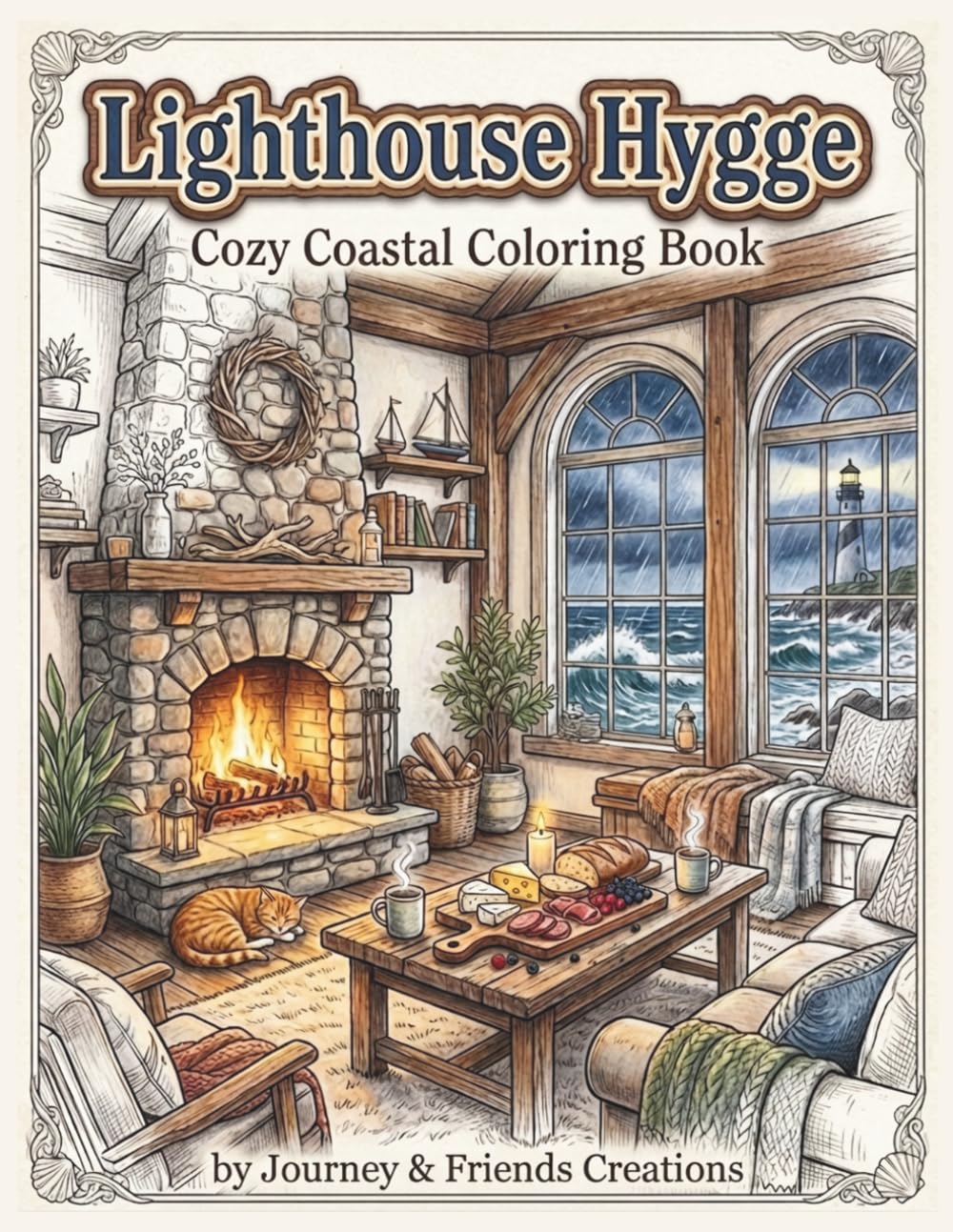 Lighthouse Hygge - Cozy Coastal Adult Coloring Book with Full-Color Reference Pages: Detailed Cozy Hygge Adult Coloring Book