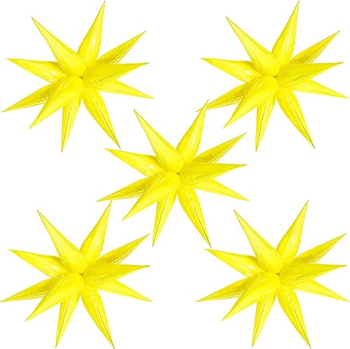 60 globos amarillos de estrella de 26 pulgadas, globos grandes de estrella explosiva de 12 puntos para cumpleaños, boda, girasol, limón, decoración