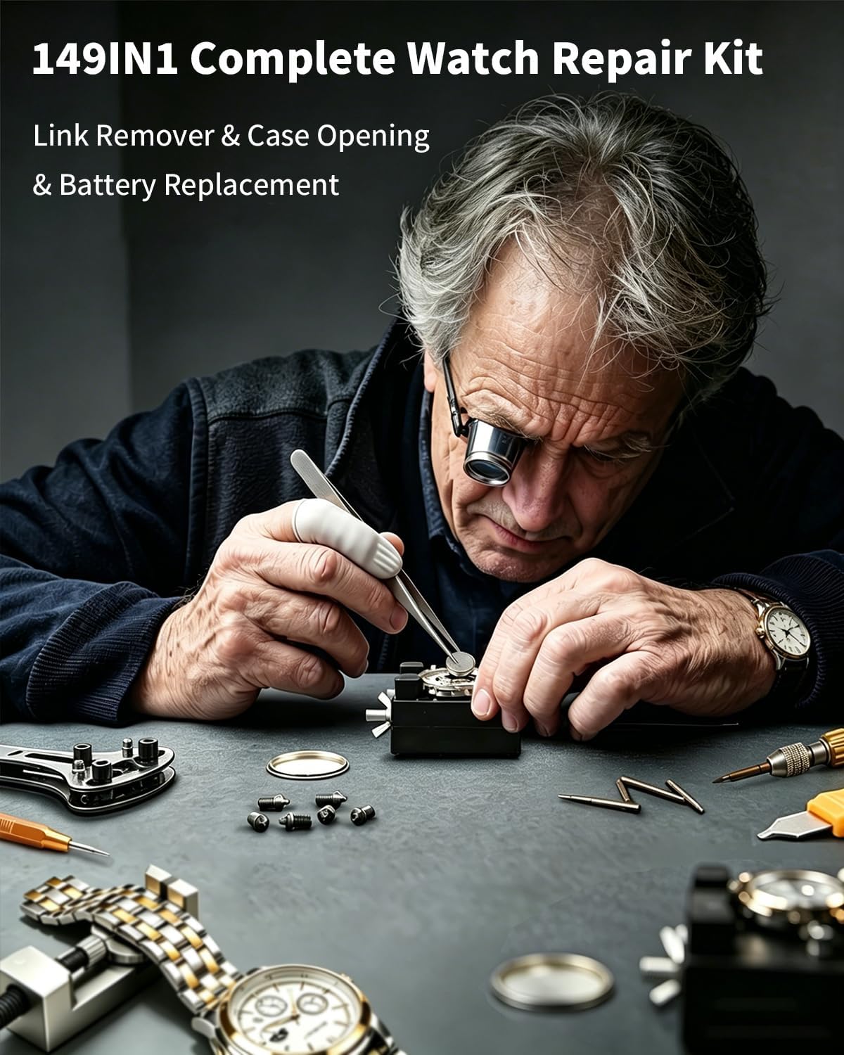 EasyTime Watch Repair Kit 149IN1: Watch Link Removal & Battery Replacement | Complete Watch Repair Tools & Kits - Easy to Repair Your Watch with Back Case Opener, Spring Bar, Manual - An Ideal DIY Gift