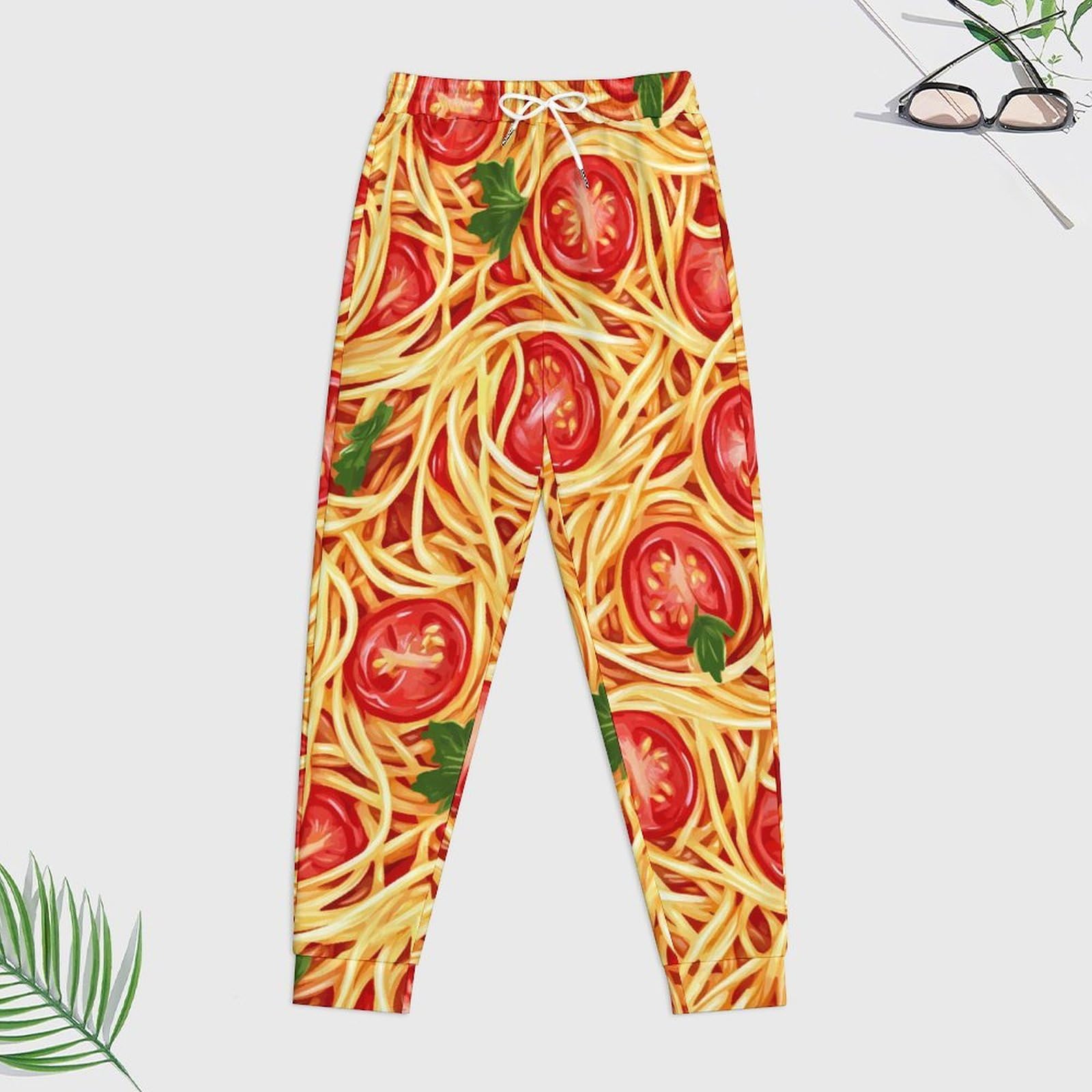 Set completo di felpa con cappuccio e pantaloni da jogging da uomo con spaghetti pasta e salsa T-omato Sauce
