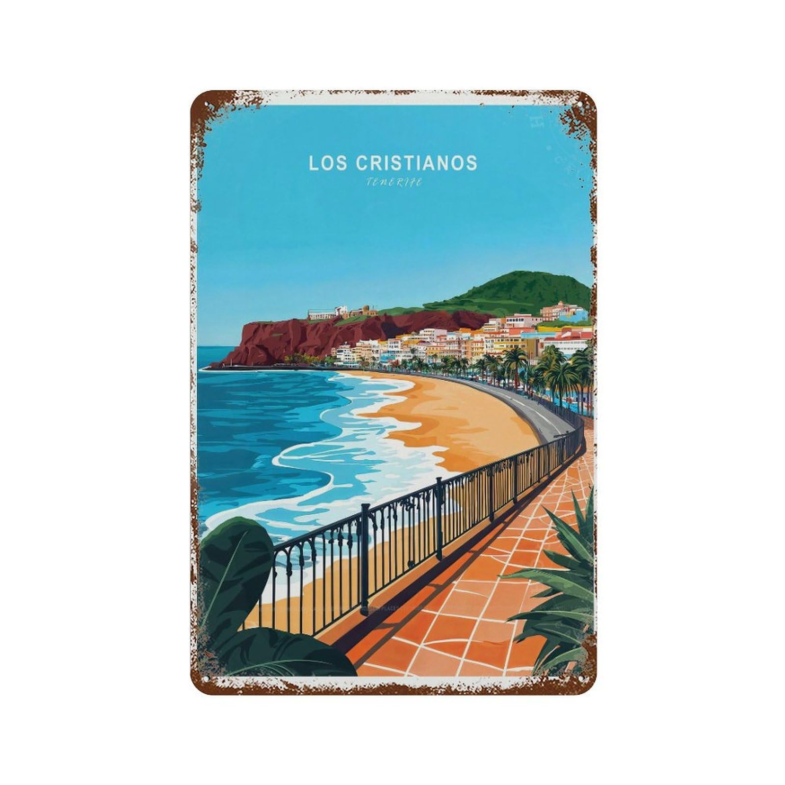 xiaoxiaoshen Los Cristianos Travel Tenerife Minimalist (2) Wall Decor Art Metal Tin Poster Modern Home Decor Art Home Bar Shop Decorations Vintage Sign 30x20cm