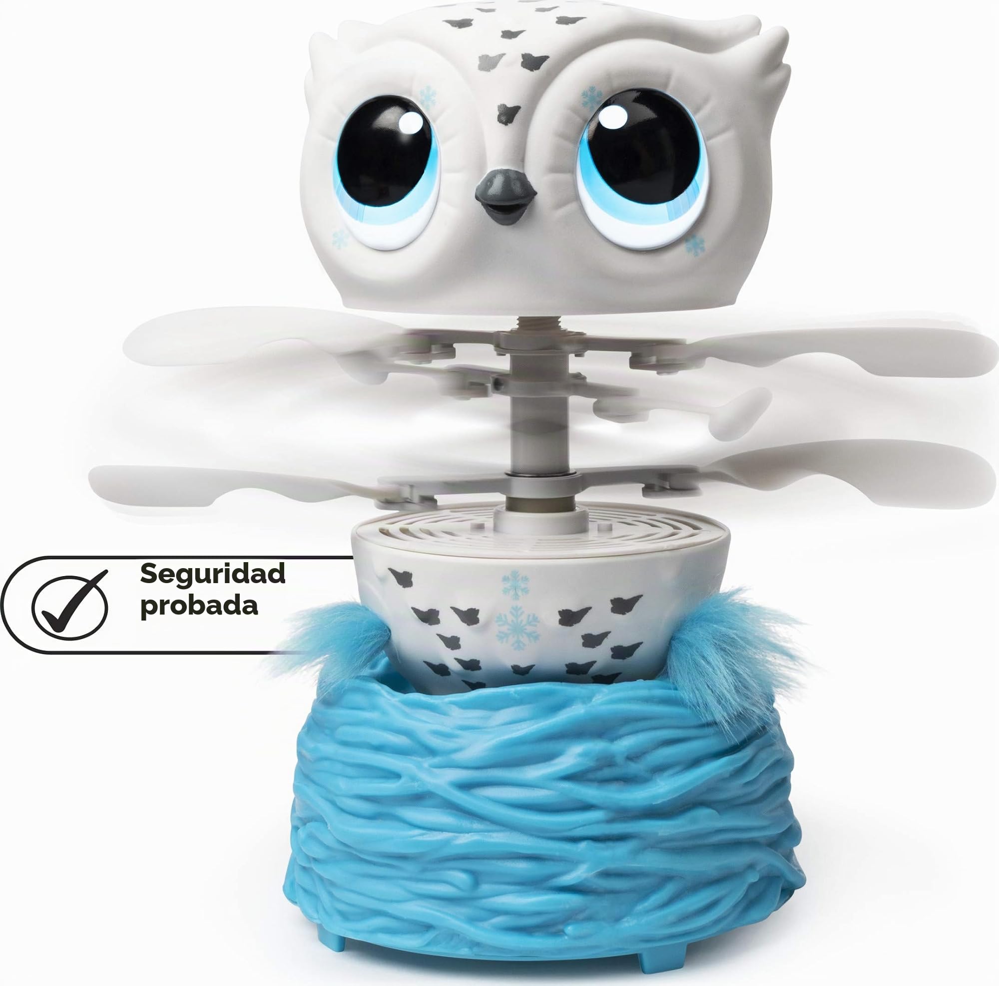 Owleez, Juguete de Bebé Búho Volante Interactivo con Efectos de Sonido y Brillante (Blanco) a Partir de 6 Años, Multicolor