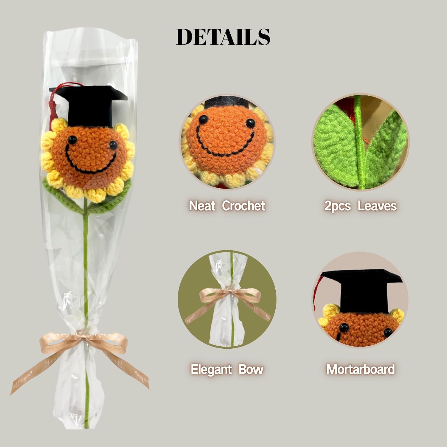 Crochet Sunflower Bouquet Graduation Gift, Handmade Flower Keepsake image 2