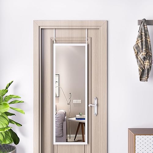 Miniatura 3 de Espejo de 48 x 16 pulgadas, espejo de longitud completa, espejo de pared para colgar con 2 perchas de metal para dormitorio, sala de estar, baño,