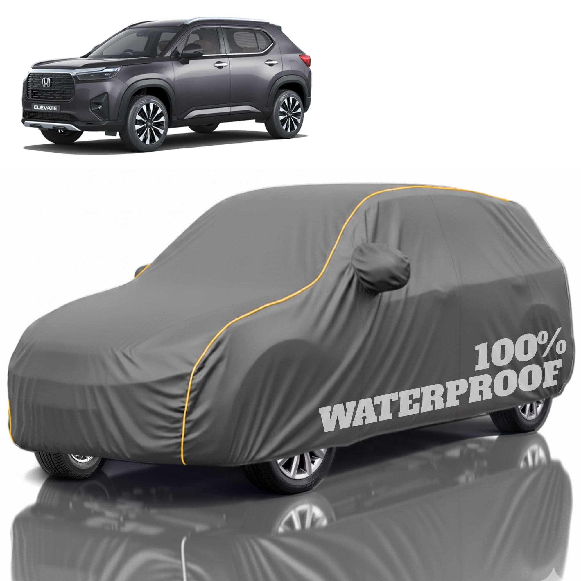 Premium Polyester Car Cover Elevate All-Weather Protection from Rain, Dust &amp; Sun | UV Resistant Fabric | Full Body Secure Fit for Outdoor &amp; Indoor Parking Grey