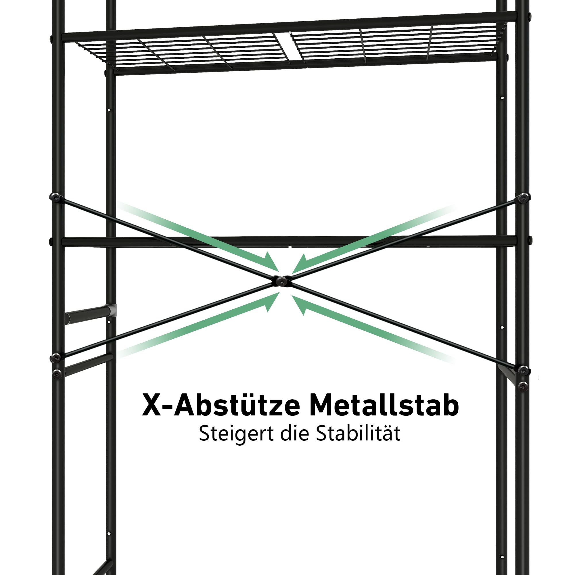 waschmaschinenschrank,Toilettenregal, 3-stufig Waschmaschinenregal, Handtuchhalter，platzsparend für das Badezimmer, über der Toilette, Metall，einfach zu montieren，65x167x24cm(Tiefschwarz)