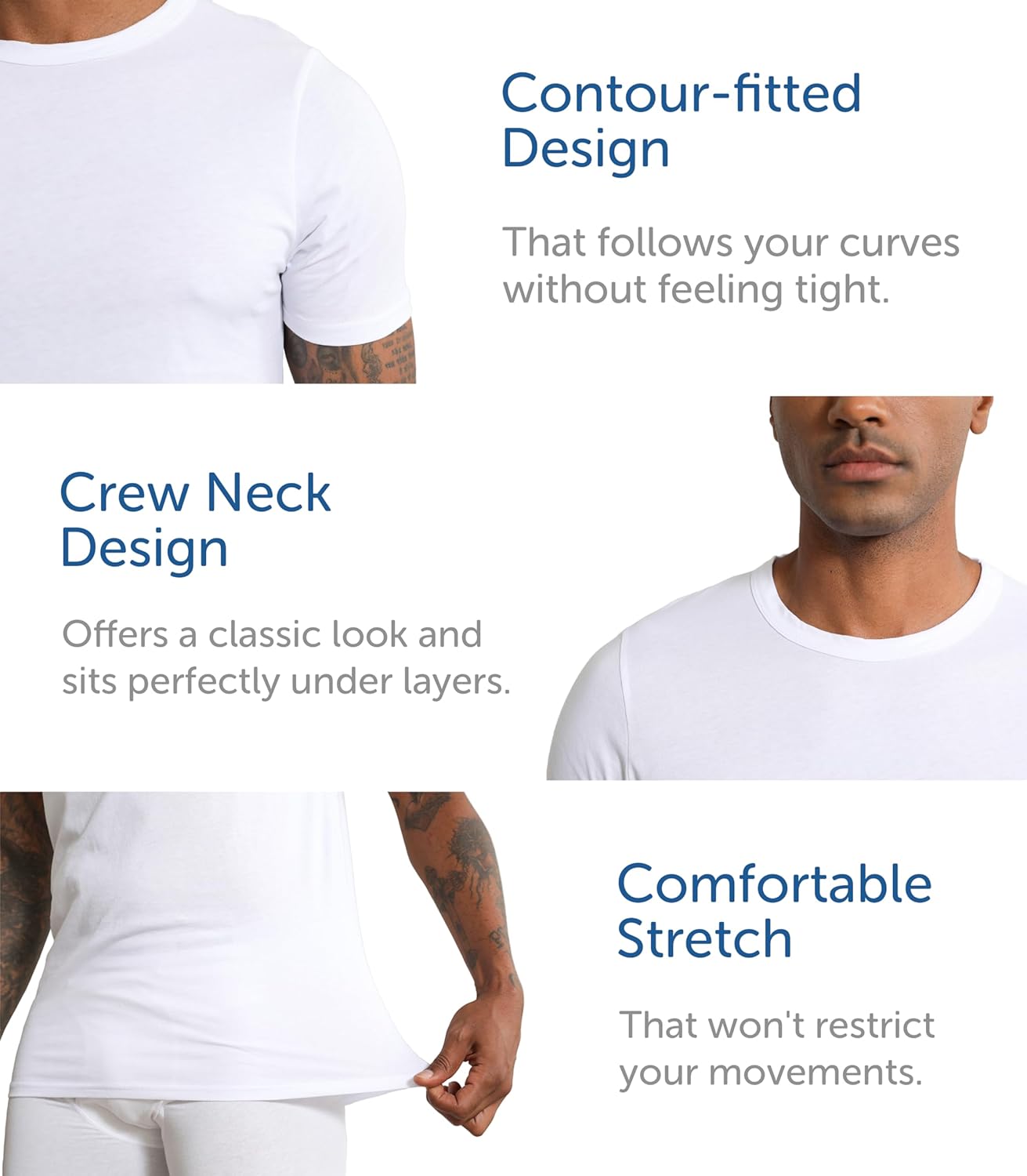 Comfneat Men's 6-Pack Pure Cotton Undershirts Comfortable Crew Neck T-Shirts - Image 4
