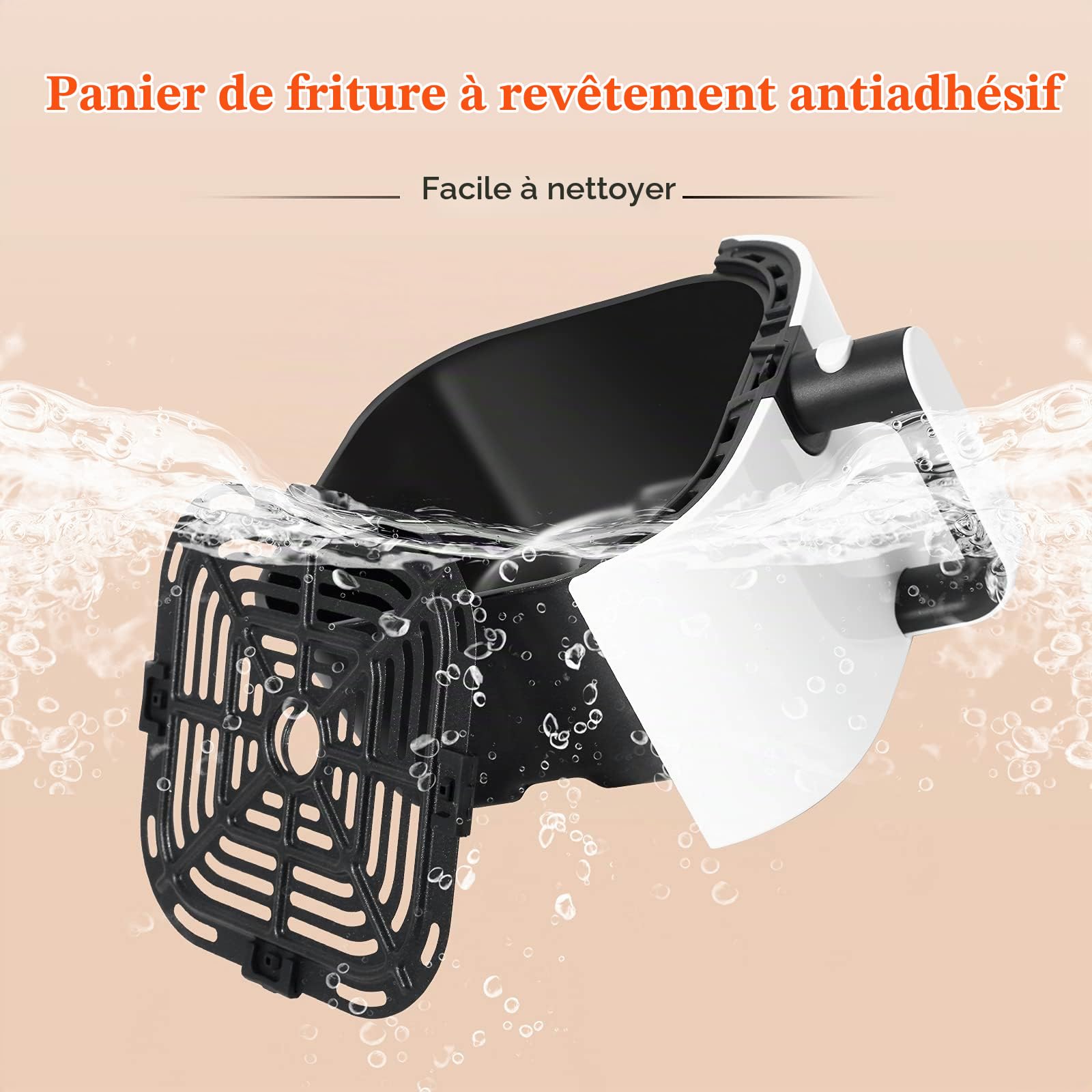 Friteuse Sans Huile, Uten 4L Friteuse à Air, 1500W Air Fryer -1 à 5 Personnes, Minuteur, Paniers Antiadhésifs, Sans BPA/PFOA