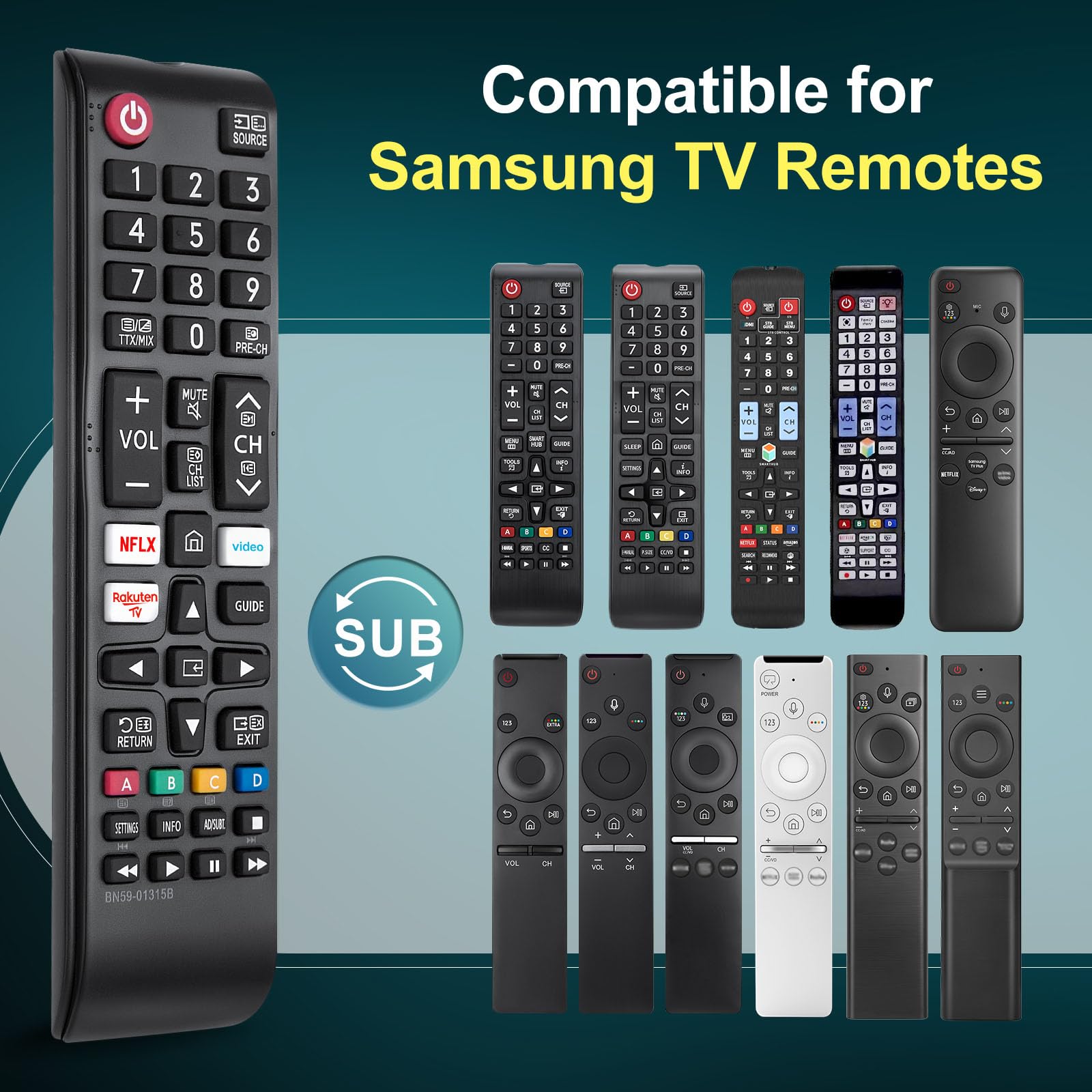 Loutoc Telecomando-Adatto-per-Smart-TV-Samsung, Telecomando-Universale-Compatibile-TV-Samsung (2 confezioni)