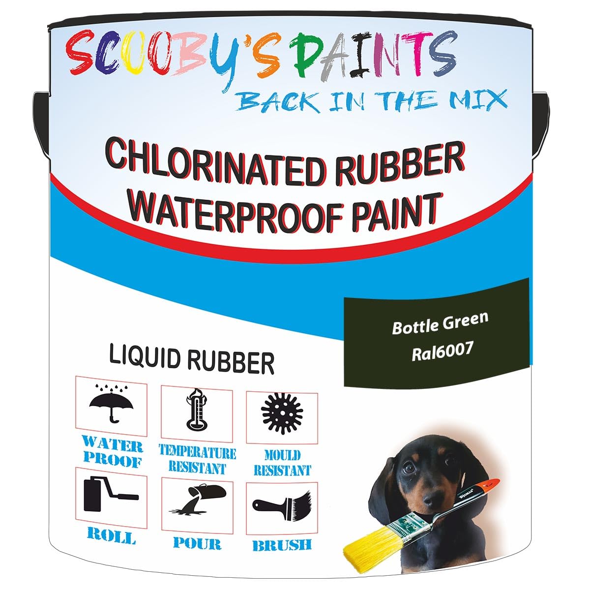 Scooby's Paints Chlorinated Rubber Waterproof Paint, Liquid Rubber (Bottle Green Ral6007, 1 Liter) โ image 1
