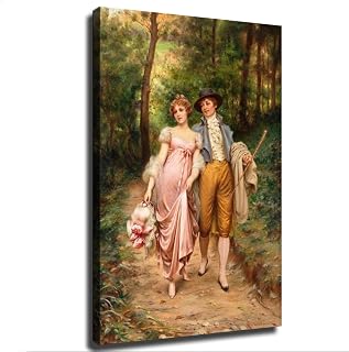 LhloKe Romantic Painting Victorian Classical Oil Poster Canvas Pictures Print Wall Art for Living Room Bedroom Bathroom Preppy Dorm Home Decor (08x12inch Unframed)