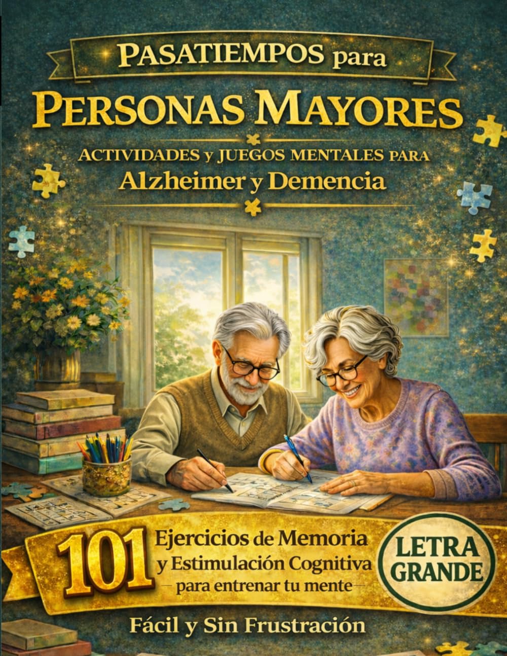Pasatiempos para Personas Mayores | Actividades y Juegos Mentales para Alzheimer y Demencia: 101 Ejercicios de Memoria y Estimulación Cognitiva | Letra Grande, Fácil y Sin Frustración