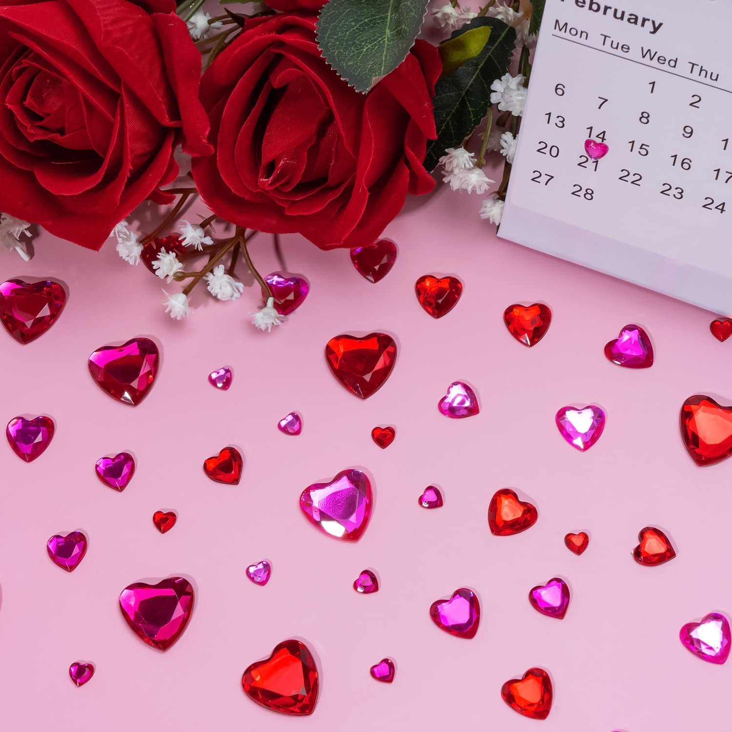 525 Adesivi A Forma Di Cuore Per Viso E Fai Da Te – Acrilici Colorati 6-18mm - 3