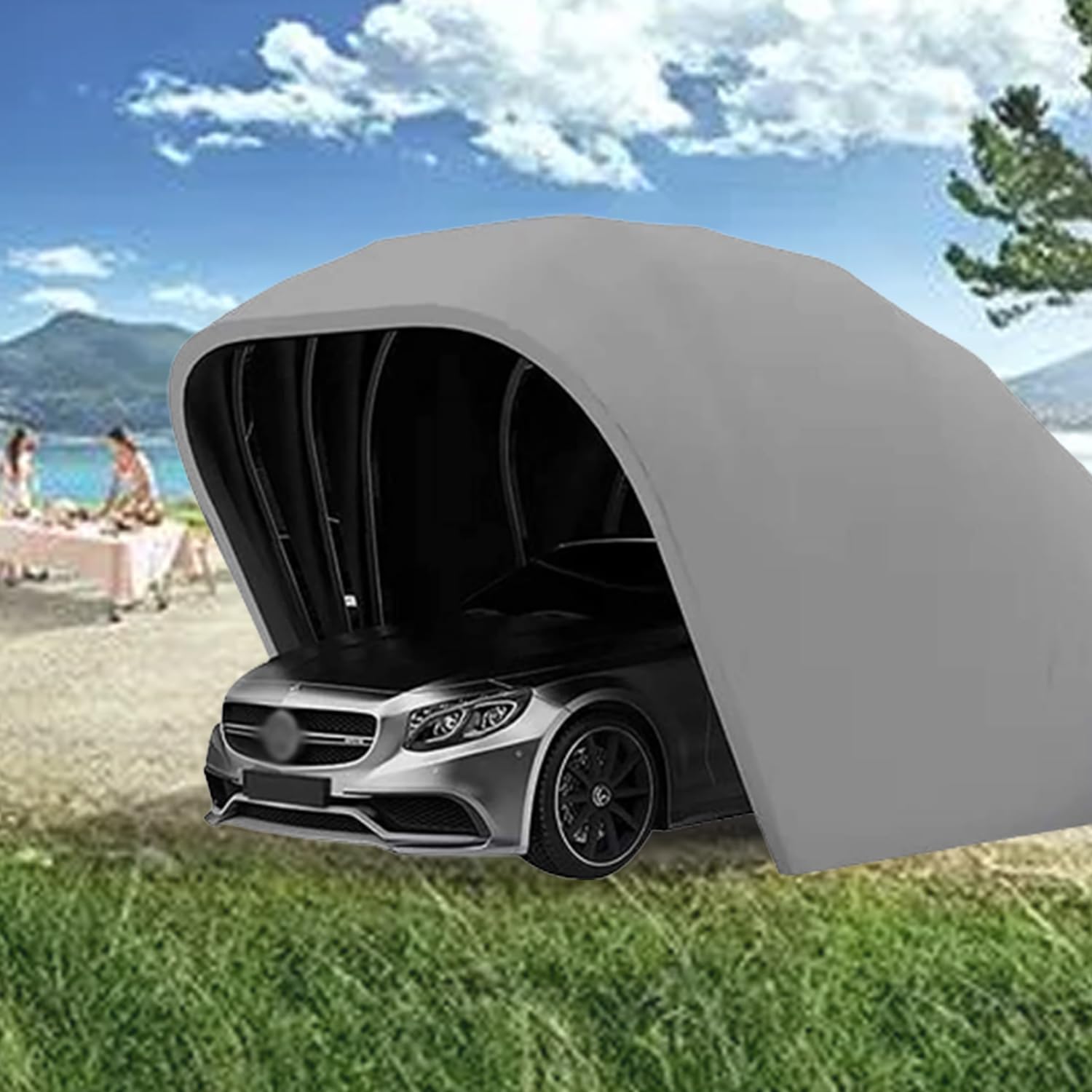 Tenda portatile per auto, pieghevole, telescopica, per attività all'aperto, resistente alla pioggia