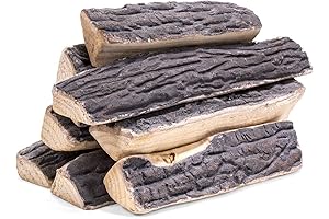 Barton 8Pc Ceramic Log Set Ash Wood Style with Stackable Gas Heat...