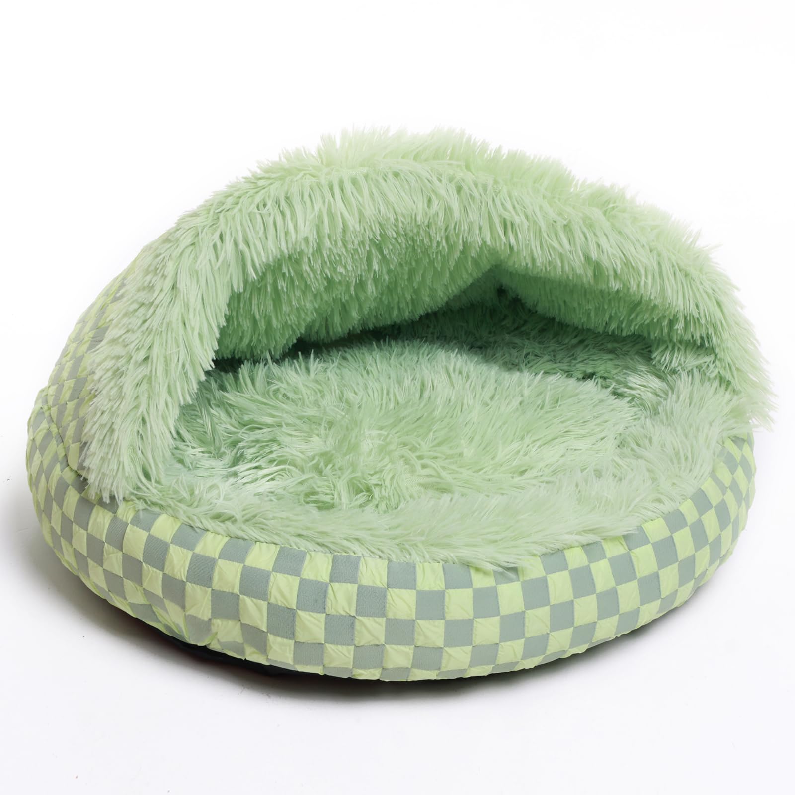 FADEYJ Cat Bed Hooded Plush Nest with Self-Warming Cozy Cave, Calming Anti-Anxiety Pet Bed for Indoor Cats & Small Dogs, Removable Washable Cover &