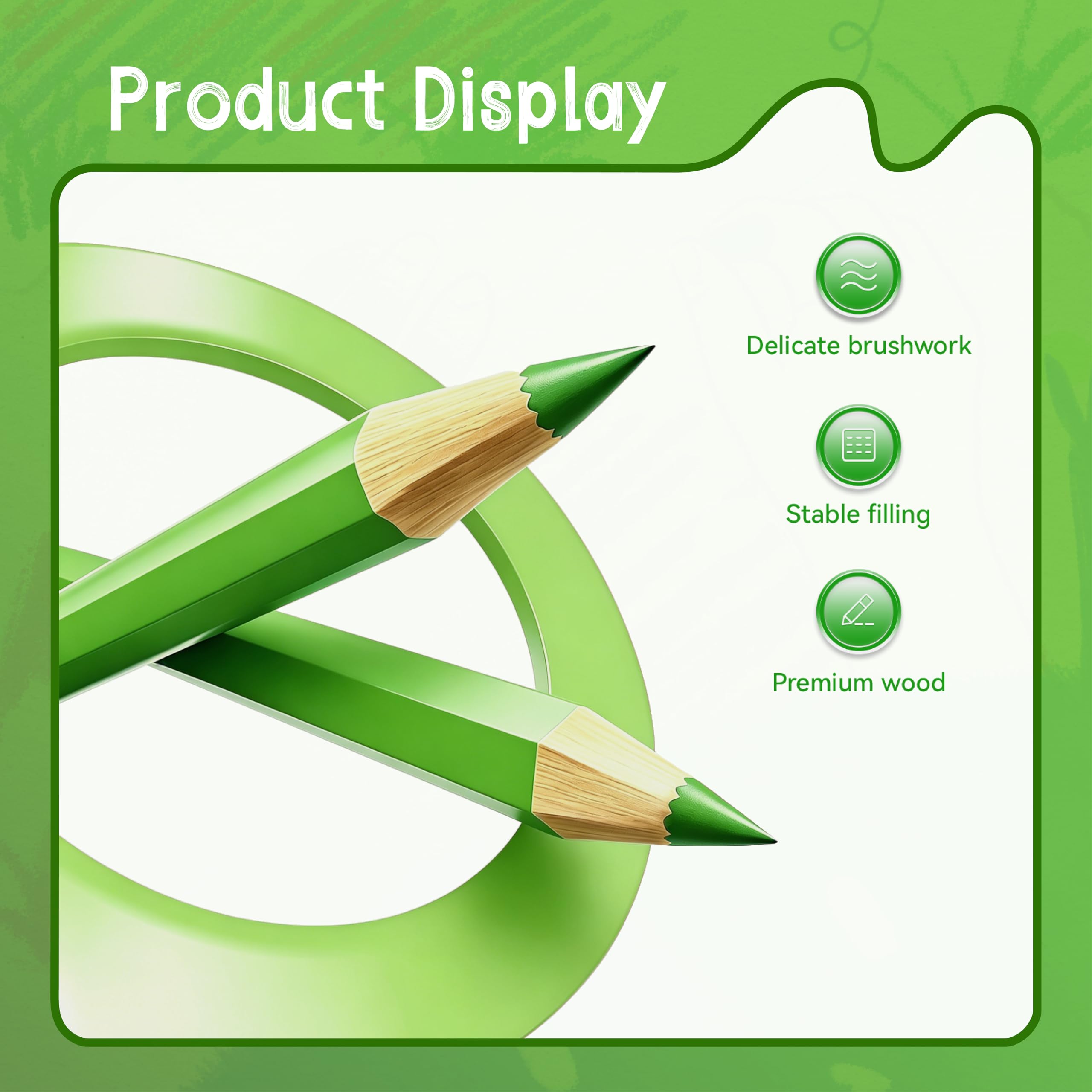36 Piece Green Colored Pencils Set - Artist Quality -4