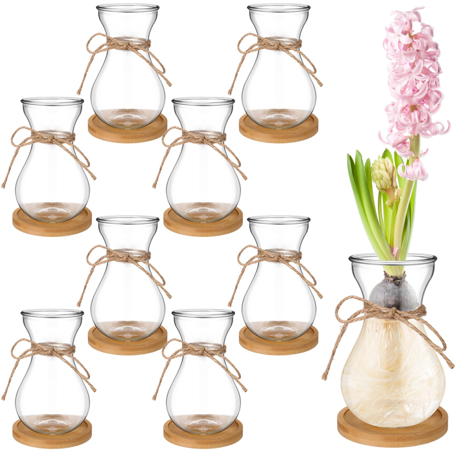 FoldTier Bulb Glass Vases with Bamboo Coasters