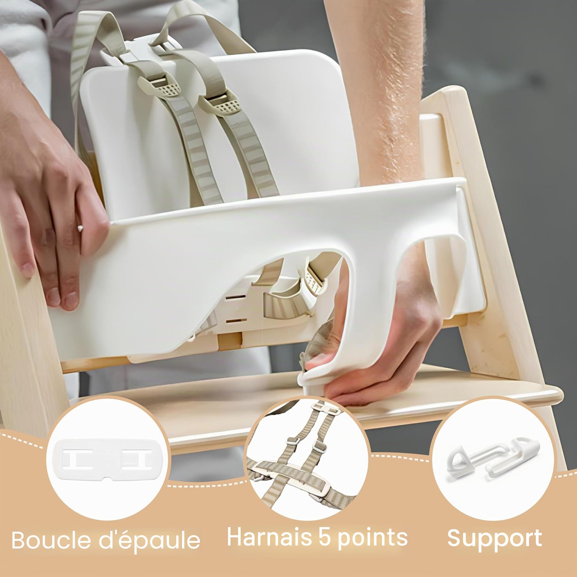 Harnais à 5 points - Compatible uniquement avec Tripp Trapp Baby - Pour enfants de 6 à 36 mois - Facile à installer et à utiliser