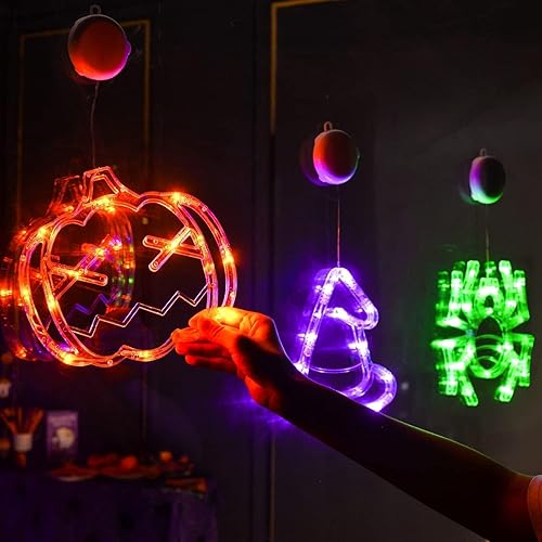 Miniatura 6 de LOLStar Luces de ventana de Pascua decoraciones de ventana de Pascua paquete de 3 huevos de Pascua y un conejo en forma de cadena de luces colgantes