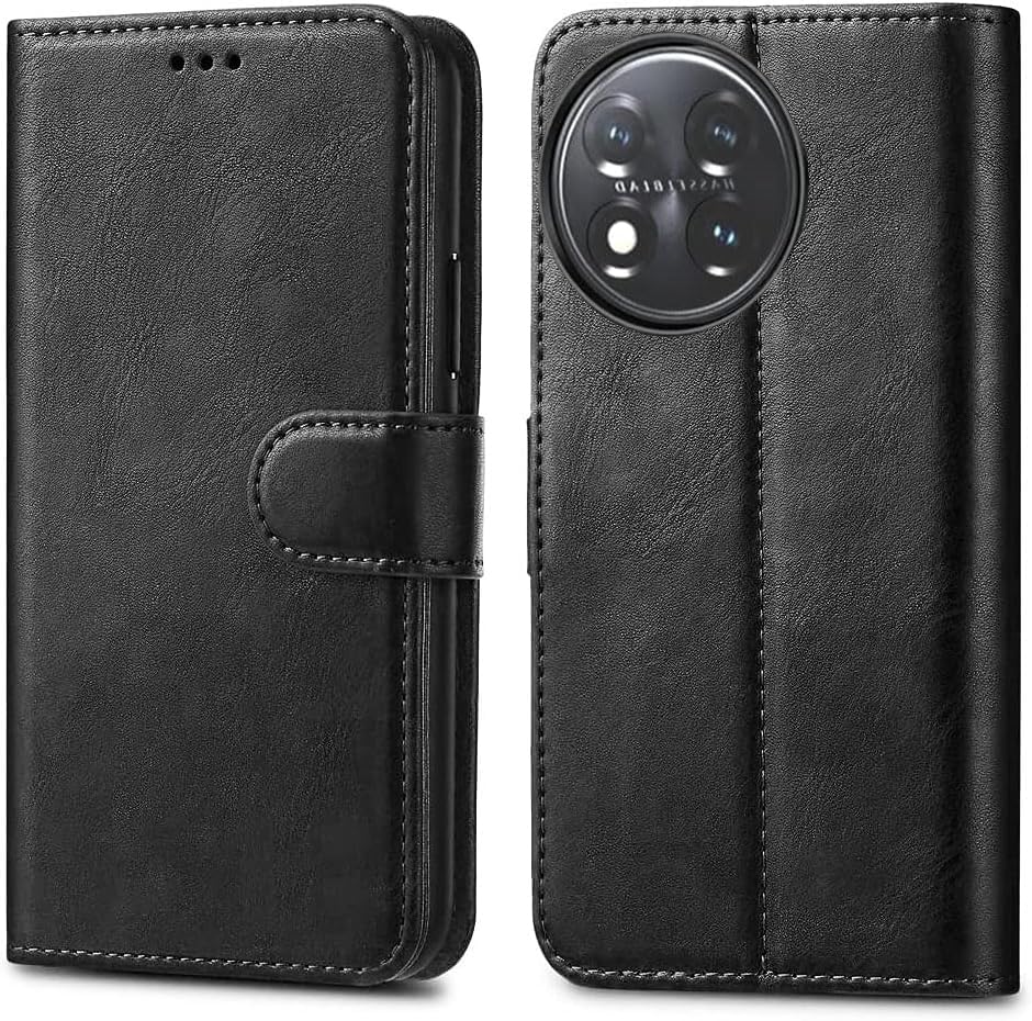OnePlus 11 5G Leather Case - Premium Wallet Case Leather Flip Cover [Card Holder] [Magnetic Closure] For OnePlus 11 5G Black