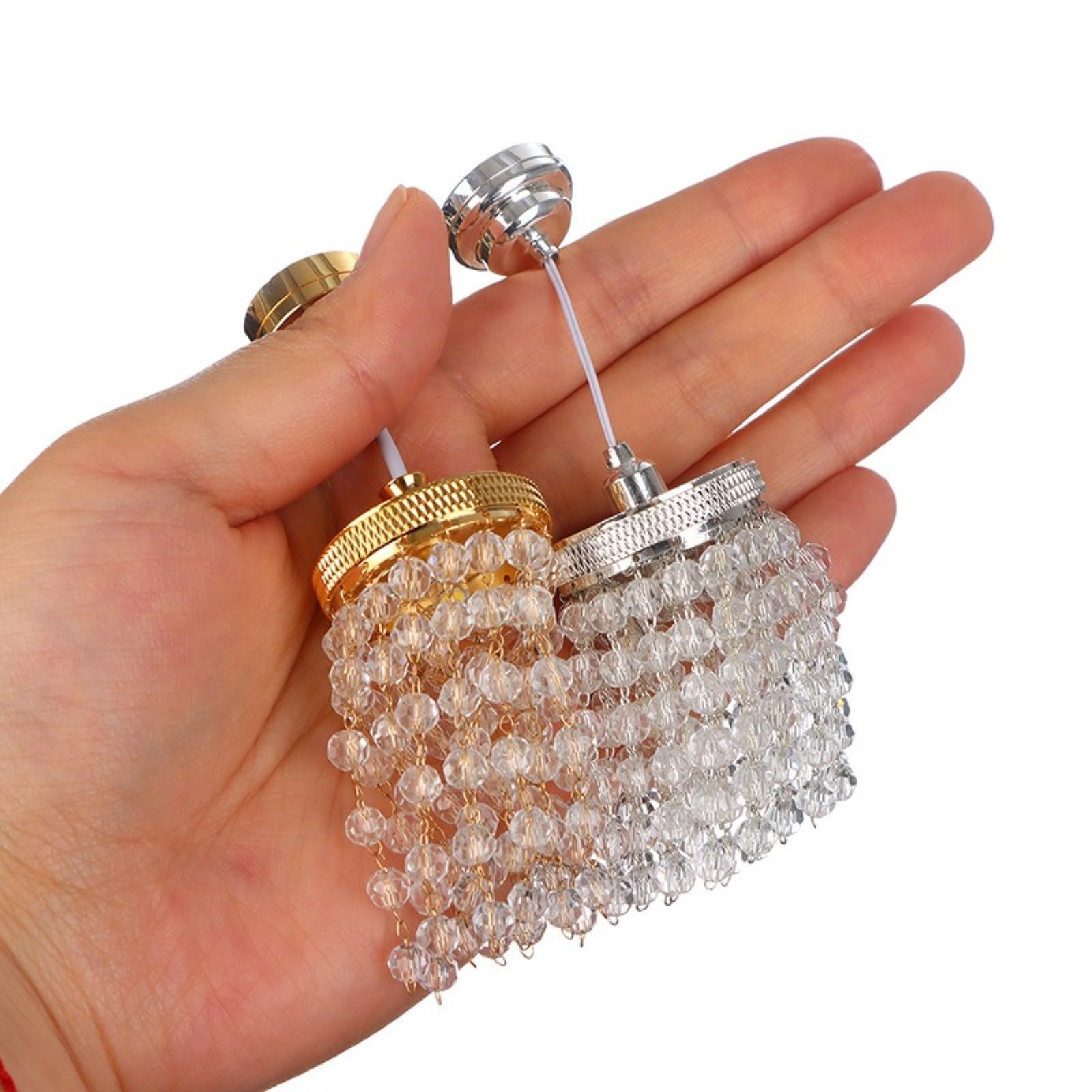 Battery Powered Miniature Chandelier - Silver Dollhouse Light For 1:12 Scale Models & Crafts