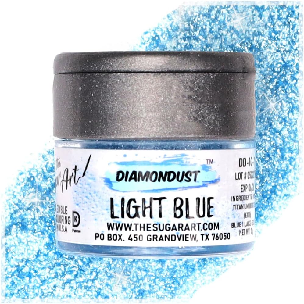 Light Blue Edible Glitter for Drinks, Cocktails, Cake Decorating, Strawberries, Chocolates & More | No Taste | 4g | 100% Food-Safe | Kosher, Vegan, Gluten & Nut Free | DiamonDust by The Sugar Art