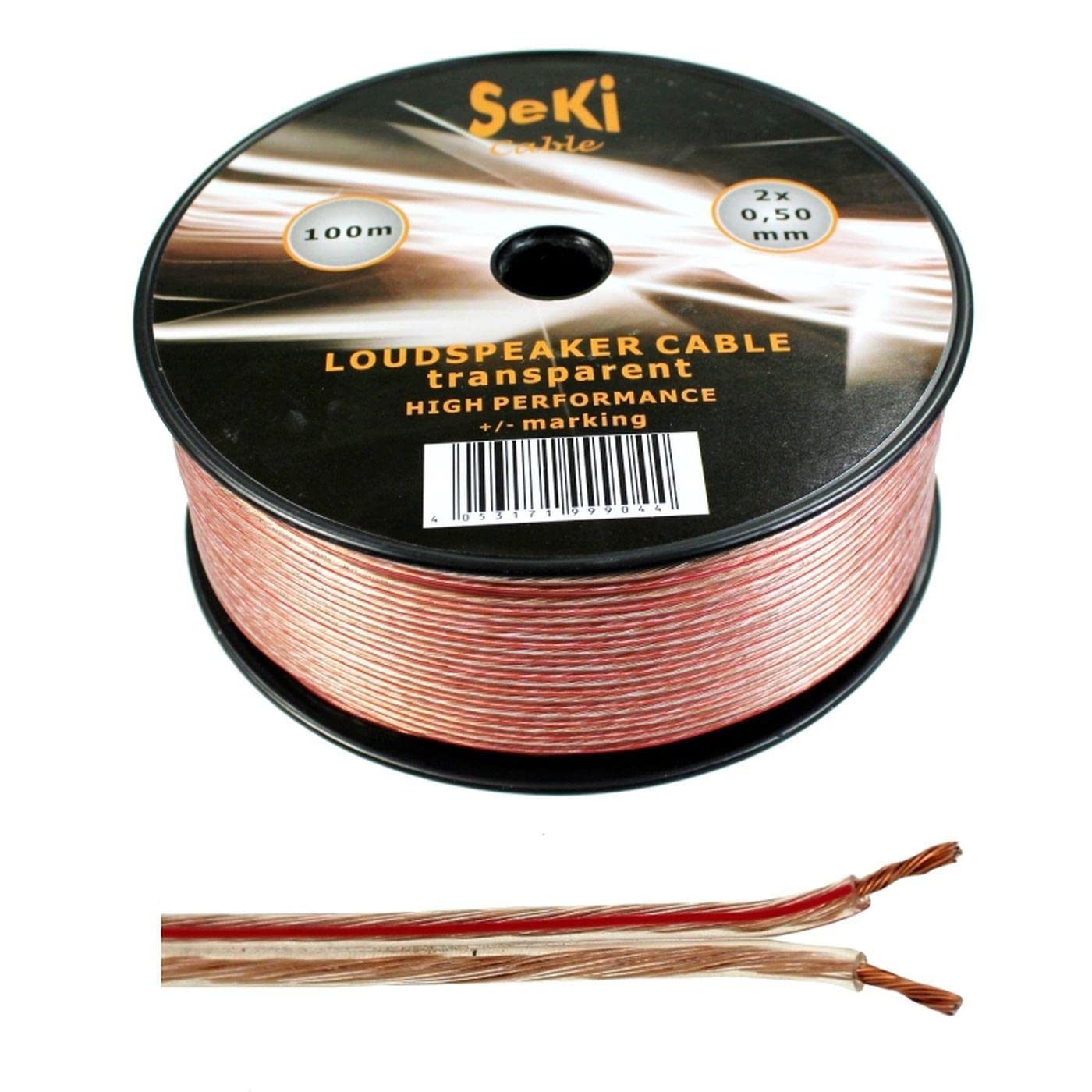 SeKiLoudspeaker Cable 2 x 0.50 mm² 100 m Transparent CCA Audio Cable Box Cable