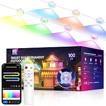 Smart Permanent Outdoor Lights, 100ft with 72 LED RGB String Lights, IP67 Waterproof Eaves Light with 44 Scene Modes for Halloween Christmas Birthday Holiday Party, APP/Voice/Remote Control