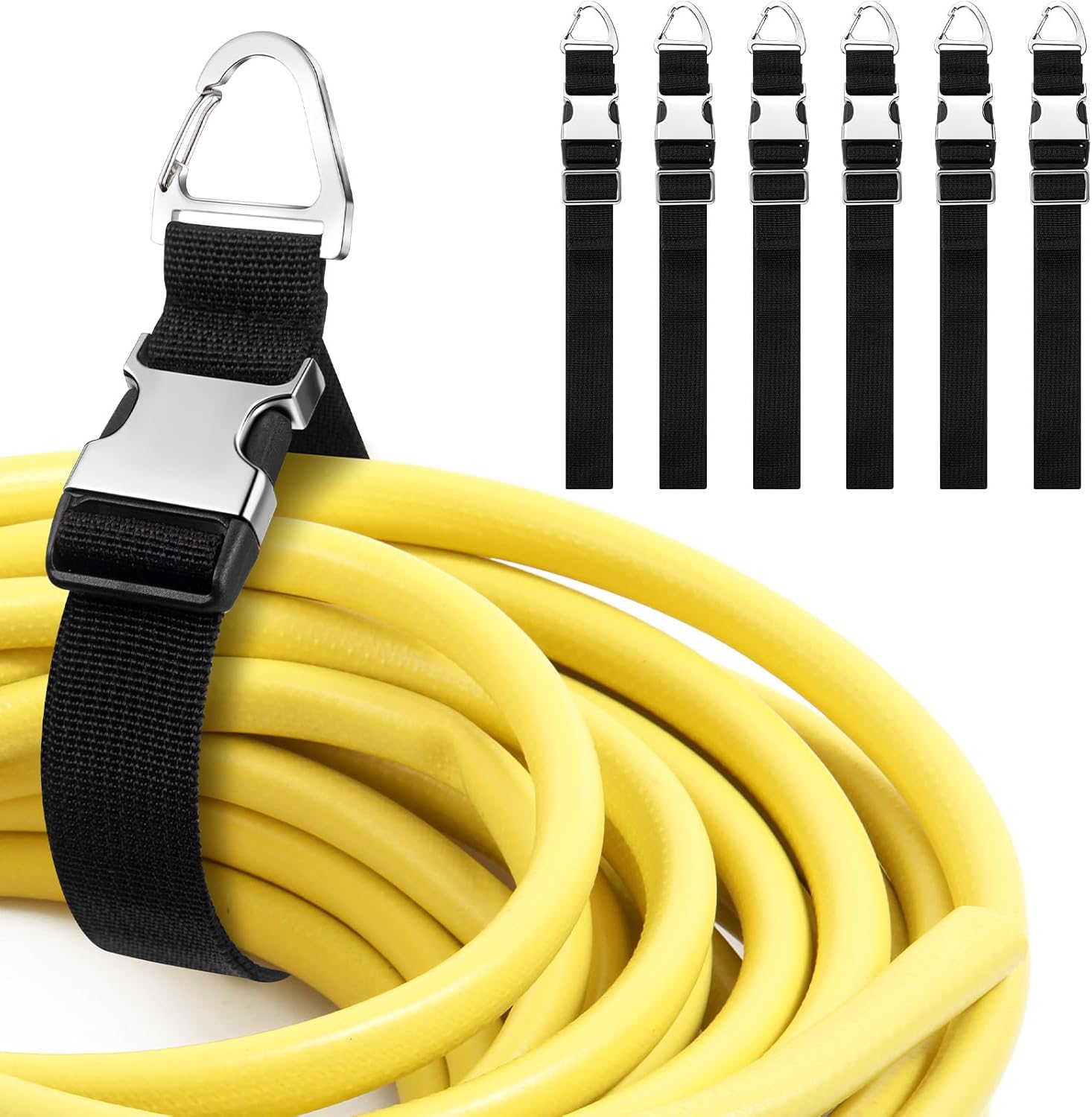 6 Pack 17 Inch Stainless Steel Adjustable Extension Cord Holder, Locking Open-clip Storage Straps for Garage & Workshop, Practical Gadgets for Men, Gifts for Dad