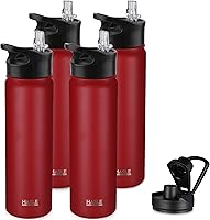 Vista 16 de HASLE OUTFITTERS Botella de agua aislada de 22 onzas, botella de agua de acero inoxidable de doble pared de boca ancha con tapa de popote y tapa