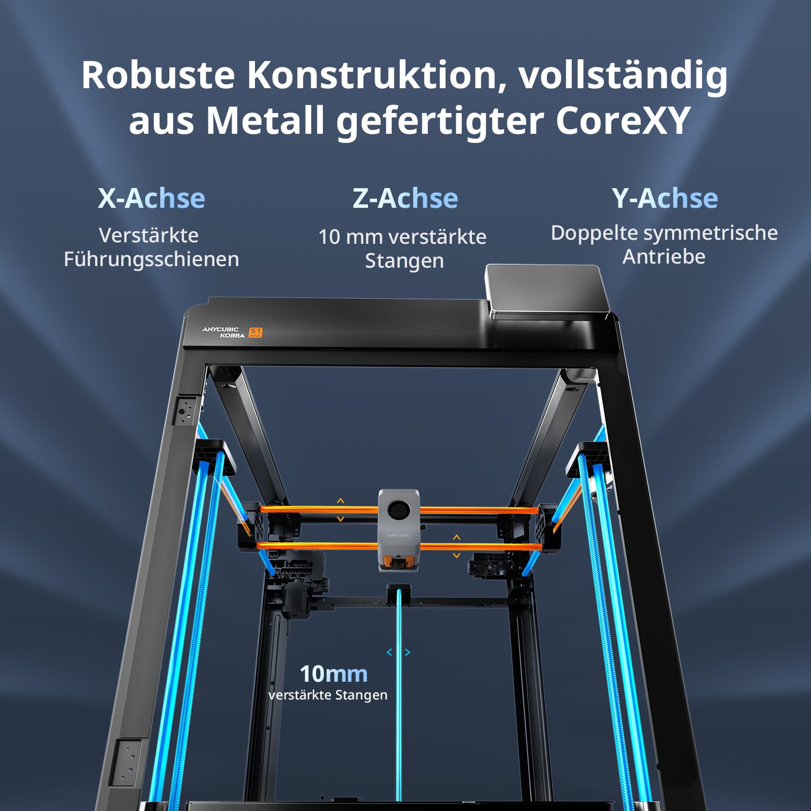 Anycubic Kobra S1 Max Combo 3D Drucker Groß, 65 °C aktive Kammerheizung, Vollständig Geschlossene CoreXY-Struktur, Druck mit maximal 16 Farben, Druckgröße 350x350x350 mm