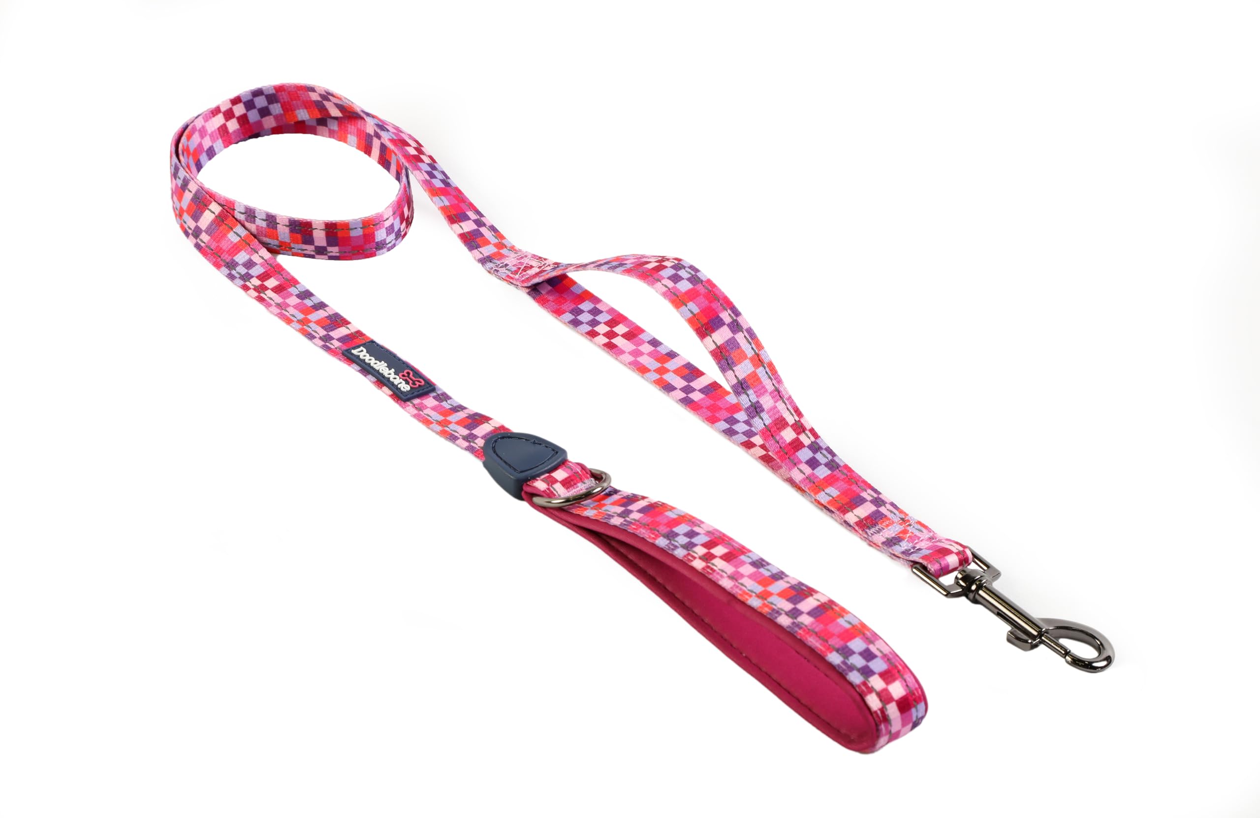 Doodlebone - With Me Dog Lead- padded handle, control handle for extra control, reflective, machine washable dog lead, strength tested componentry (Checkmate, 20mm) — image 1