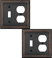 Vista 15 de Cubierta de Interruptor de Luz Doble Toggle/Decorador Individual Placa de Pared de Metal Adler, Paquete de 2 Bronce Envejecido 3 Gang, Cubierta