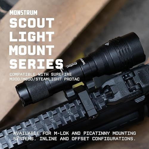Miniatura 2 de Monstrum Serie Scout Light Mount  Compatible con Surefire M300M600 SeriesStreamlight Protac Series  Picatinny delgado de 45 grados de compensación