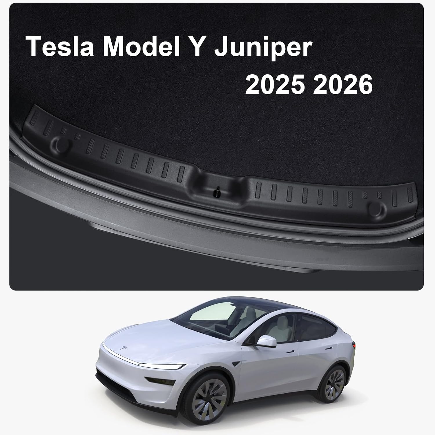 KMF Rear Bumper Protector for 2025 2026 Tesla Model Y Juniper Accessories, ABS Plastic Glossy Finish Anti-Scratch Trunk Bumper Guard Trunk Door Protector Car Cover for Model Y Juniper Easy Install